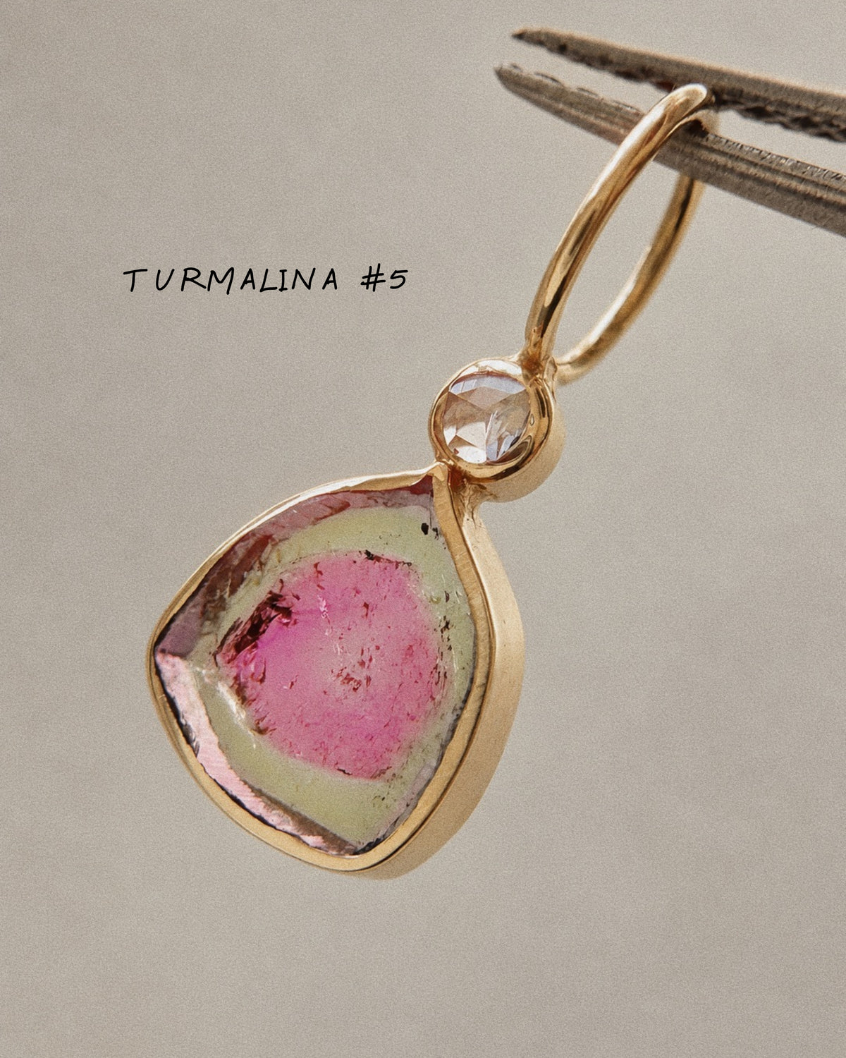 Turmalina Watermelon con Diamante / Talla S / Pieza Única