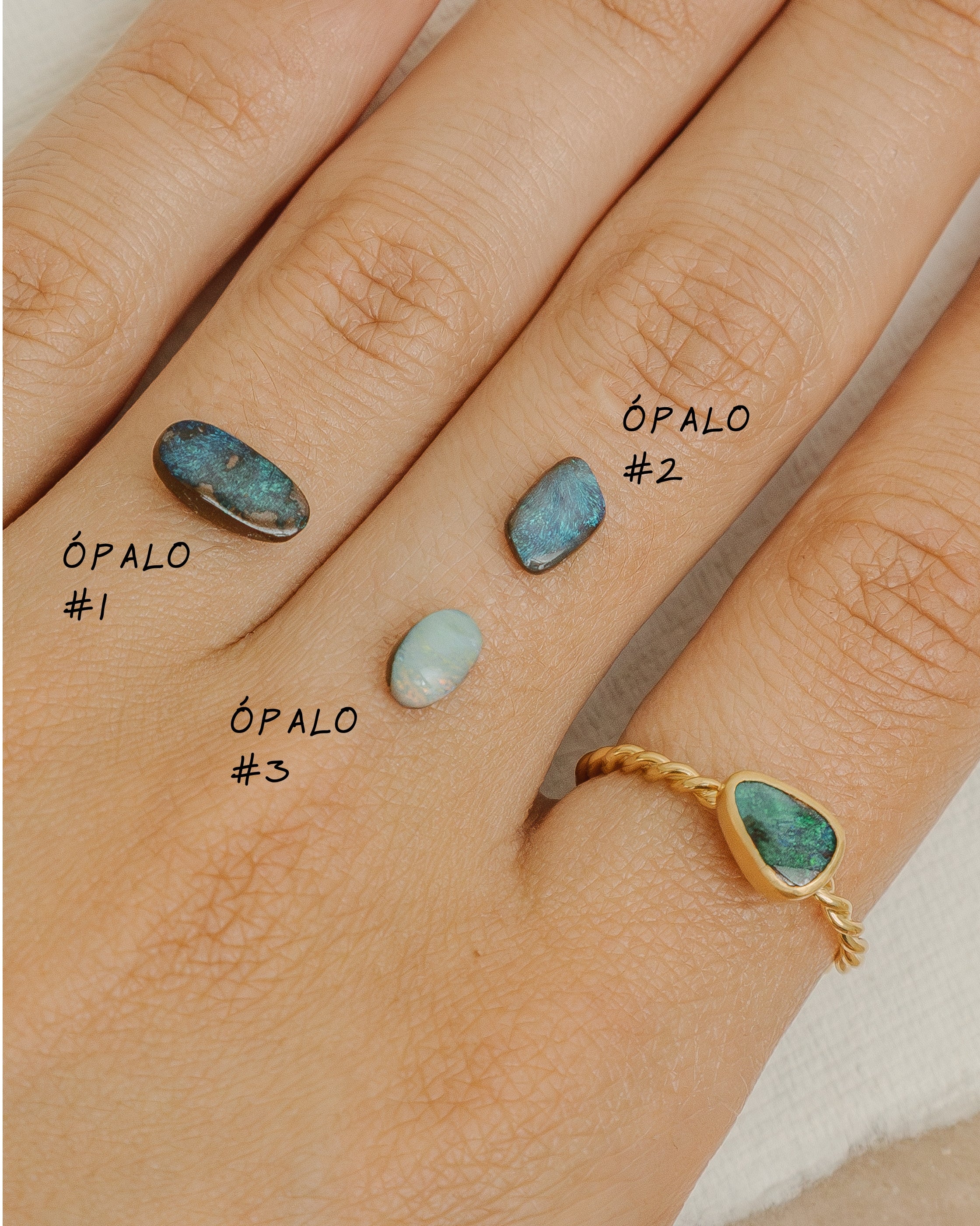 Anillo Gracia · Solitario Trenzado con Ópalo · Ed. Limitada