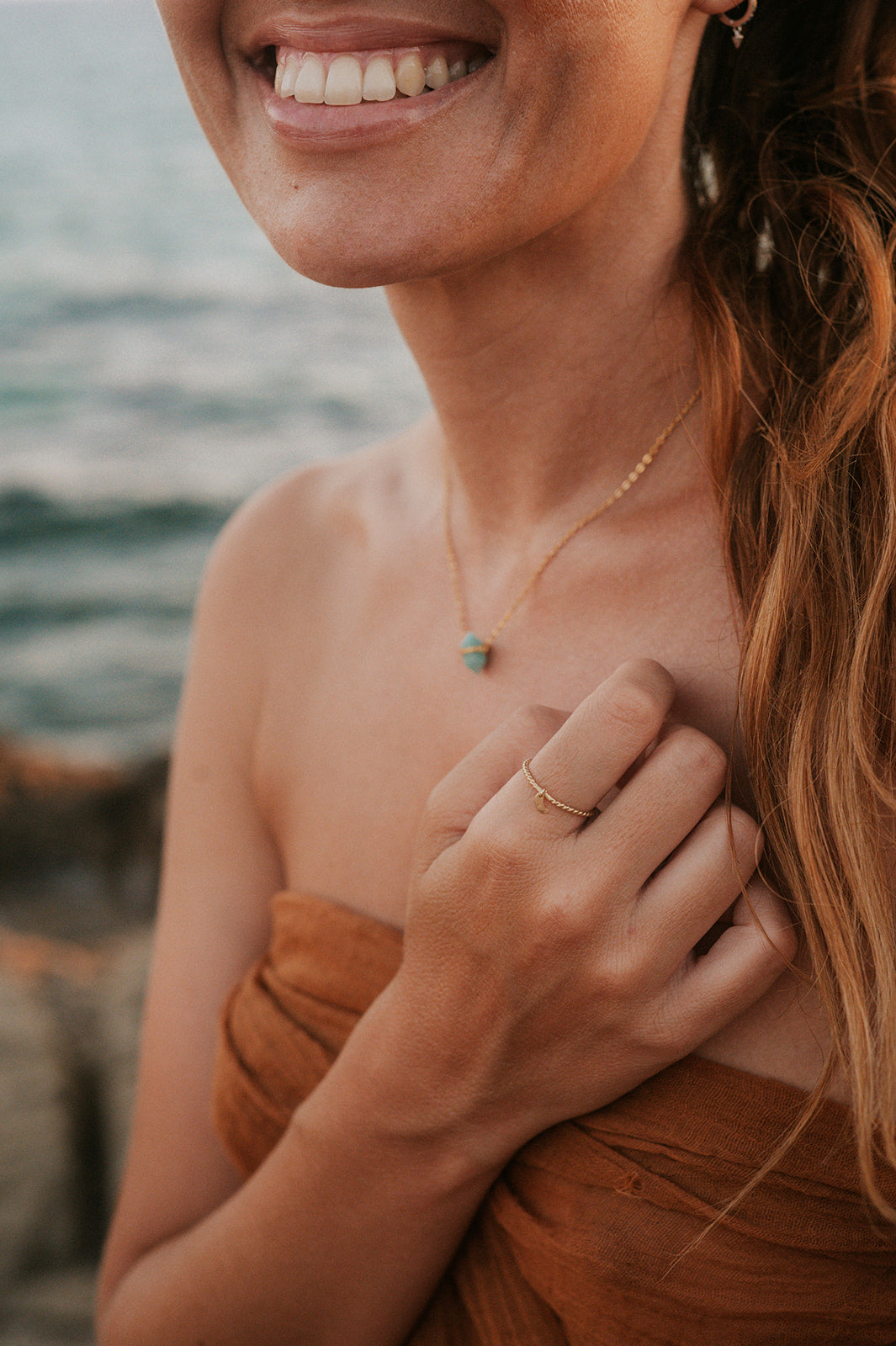 Collar Amazonita en Plata Bañada en Oro 18k