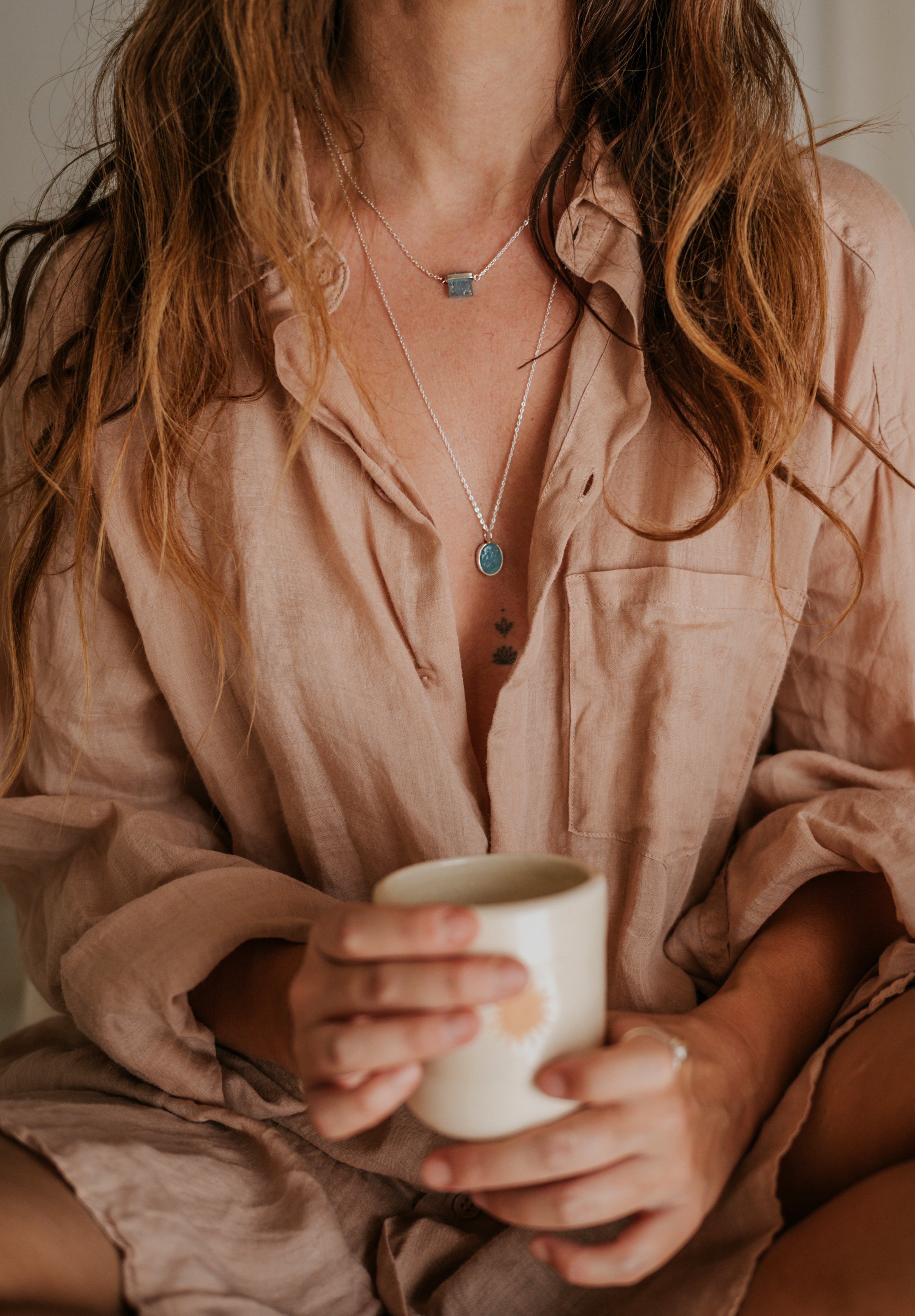 Plexo Solar Aguamarina en Plata Reciclada