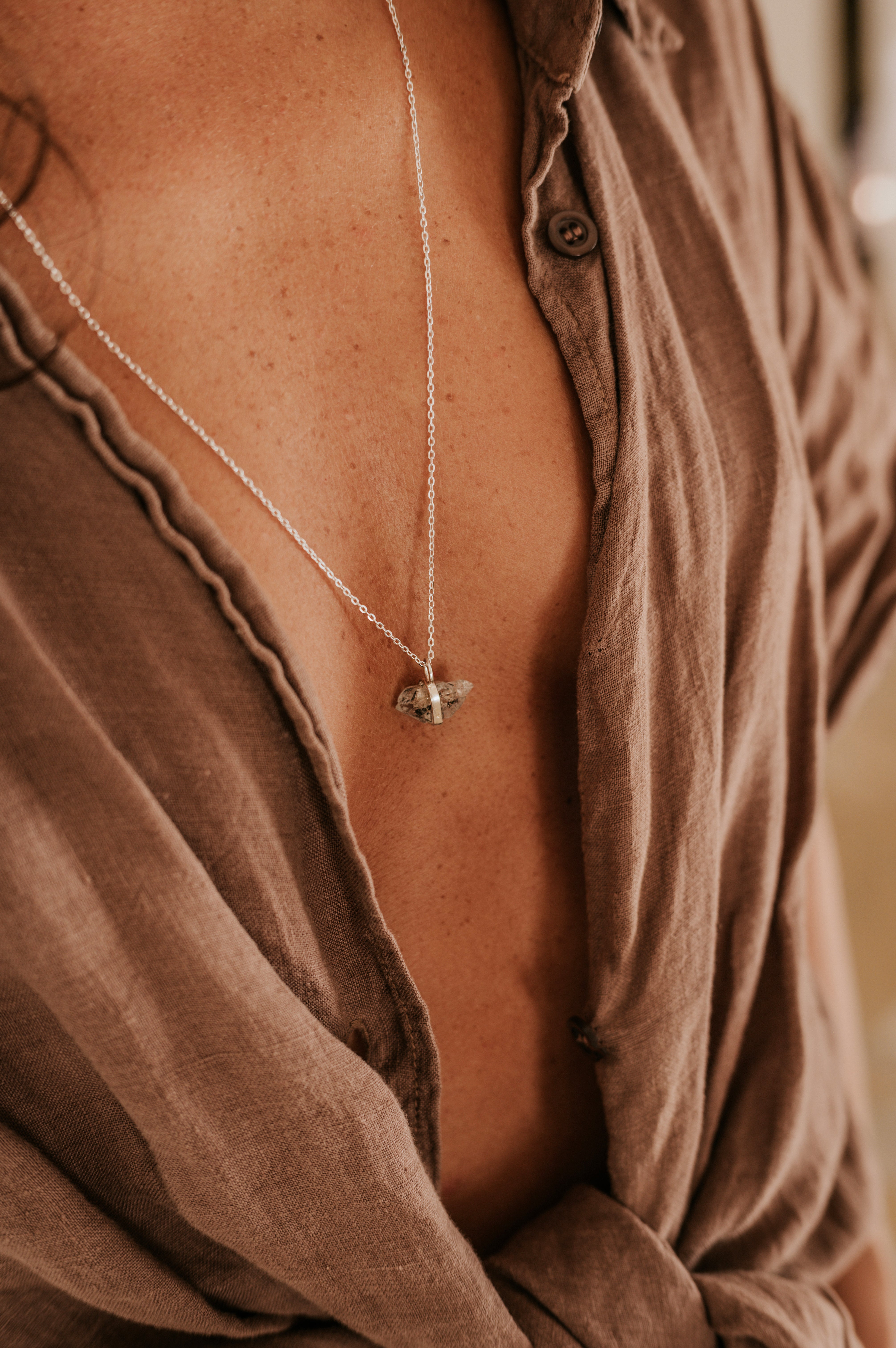 Plexo solar cuarzo claro Bañado en Oro 18k