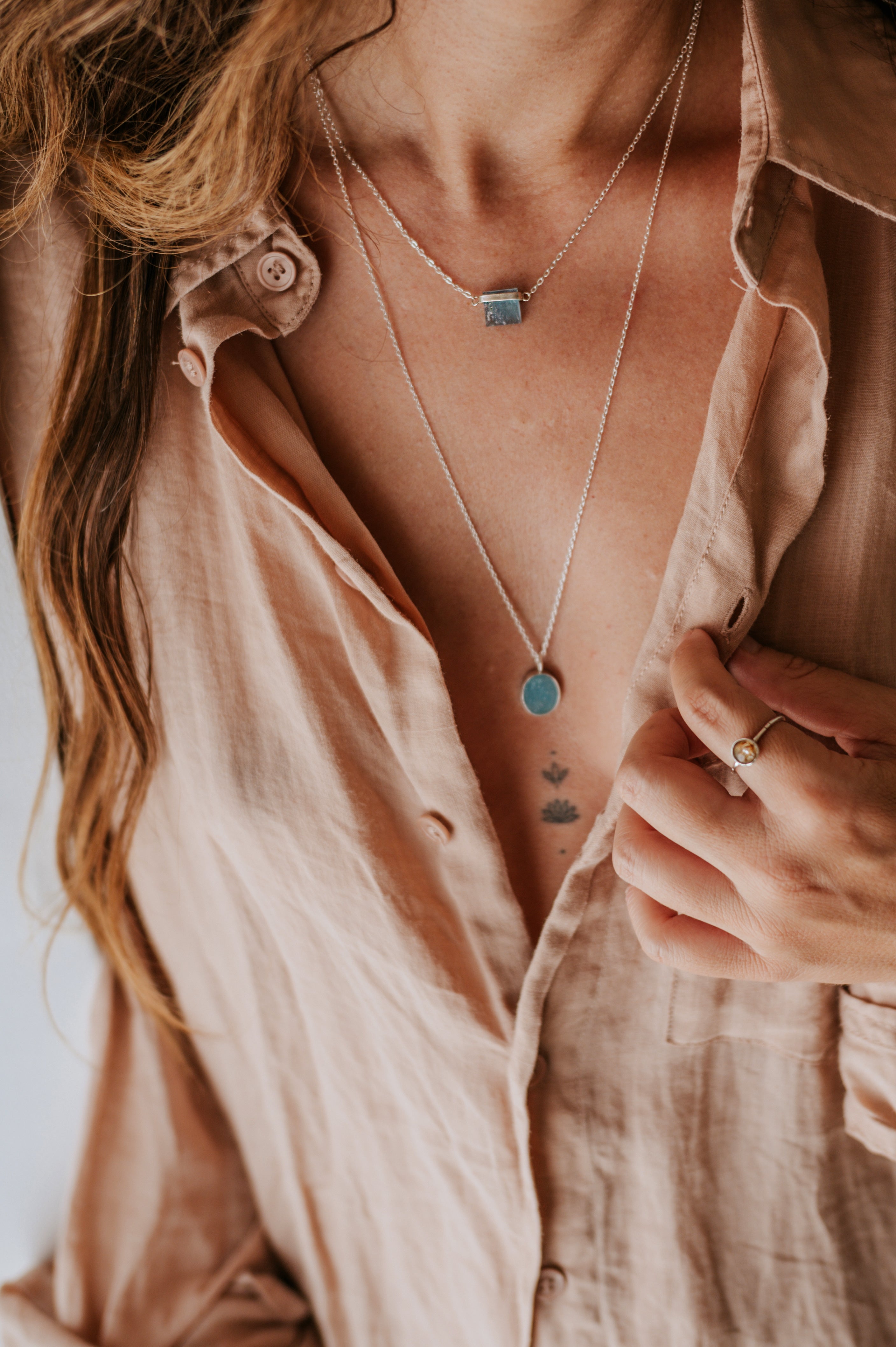 Plexo Solar Aguamarina en Plata Reciclada