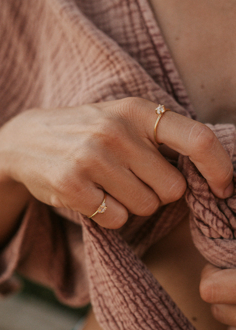 Anillo Solitario Cuarzo Herkimer en Plata Reciclada