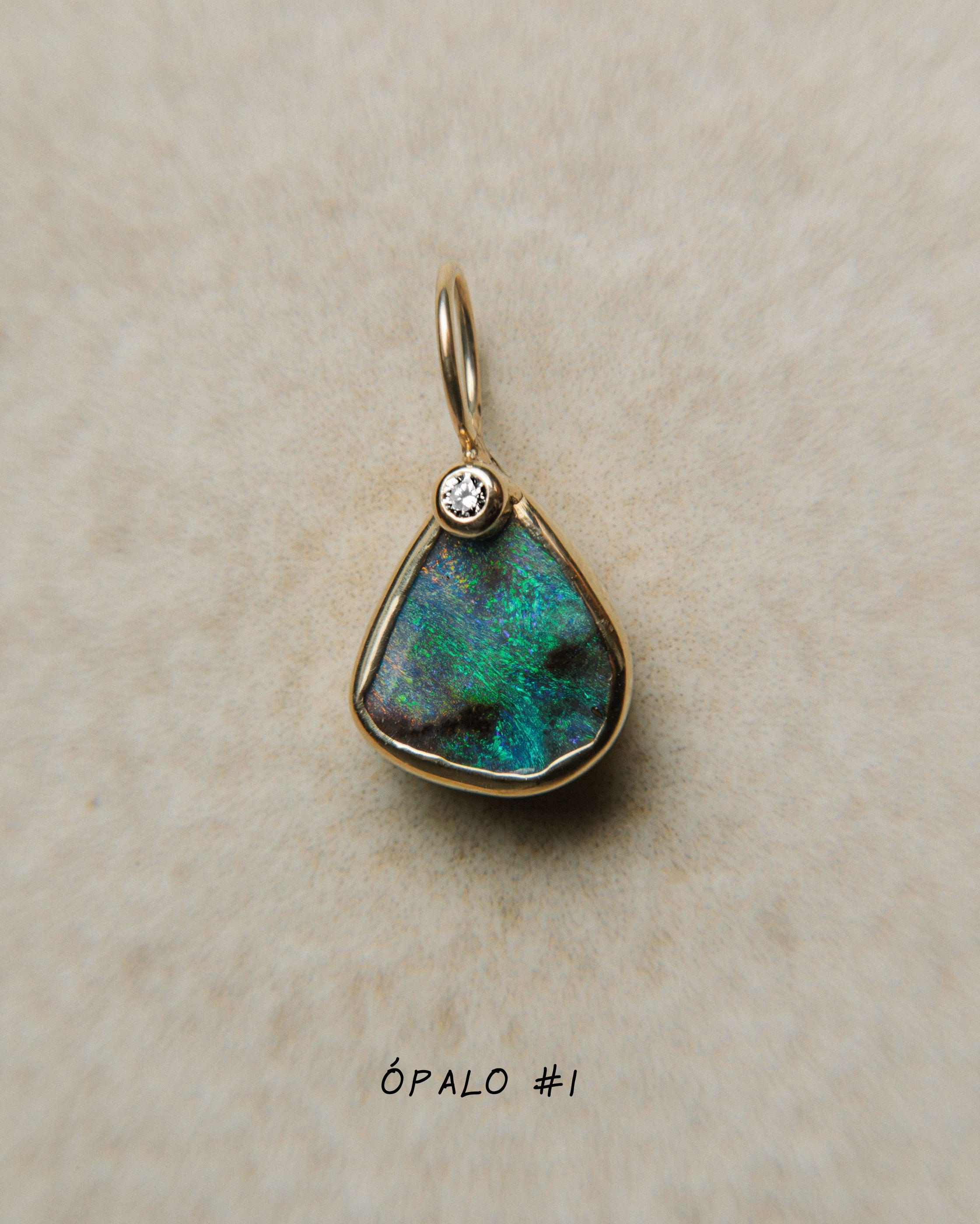 Ópalo Boulder con Diamante | Talla M | Oro 9k | SAIA
