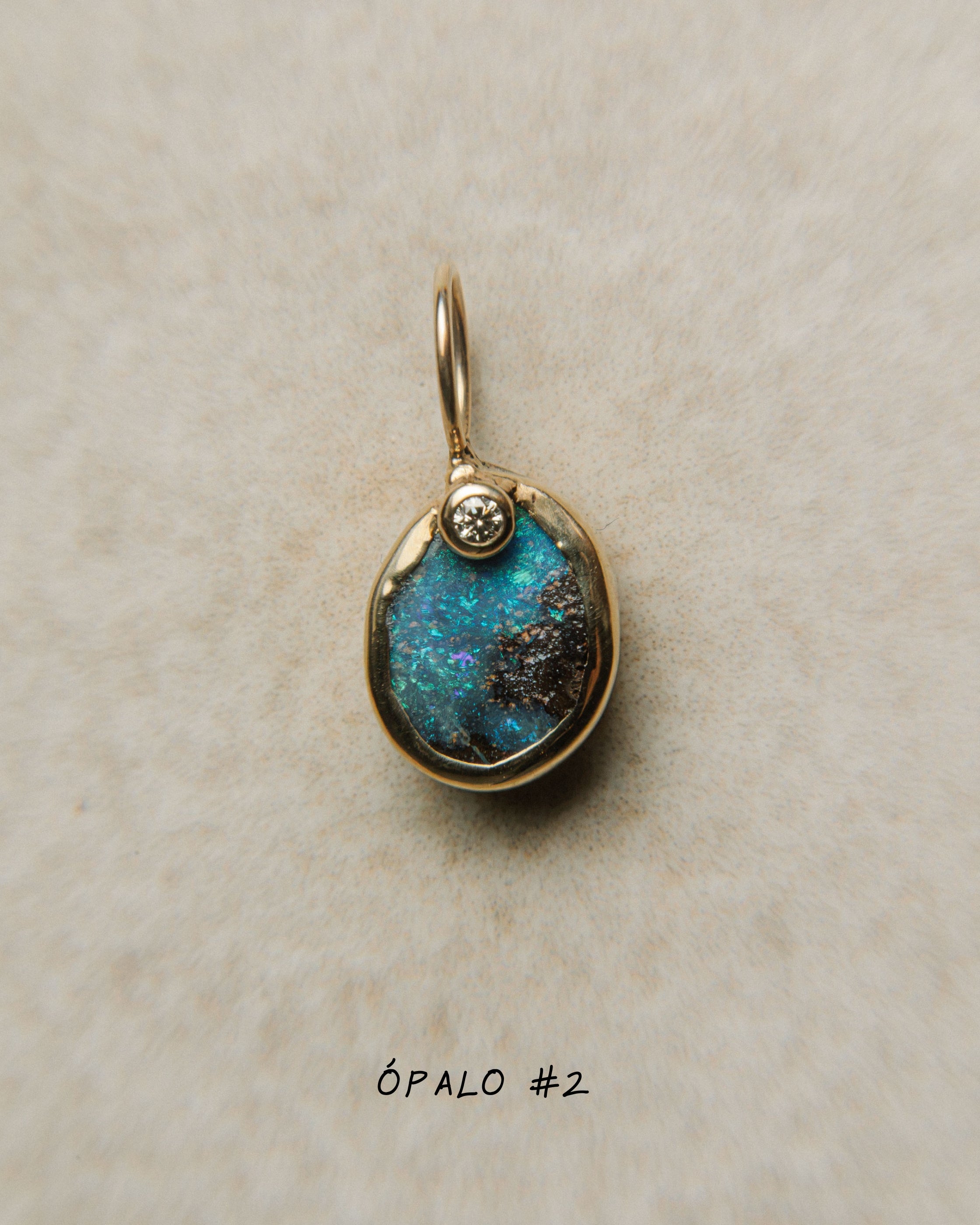 Ópalo Boulder con Diamante | Talla M | Oro 9k | SAIA