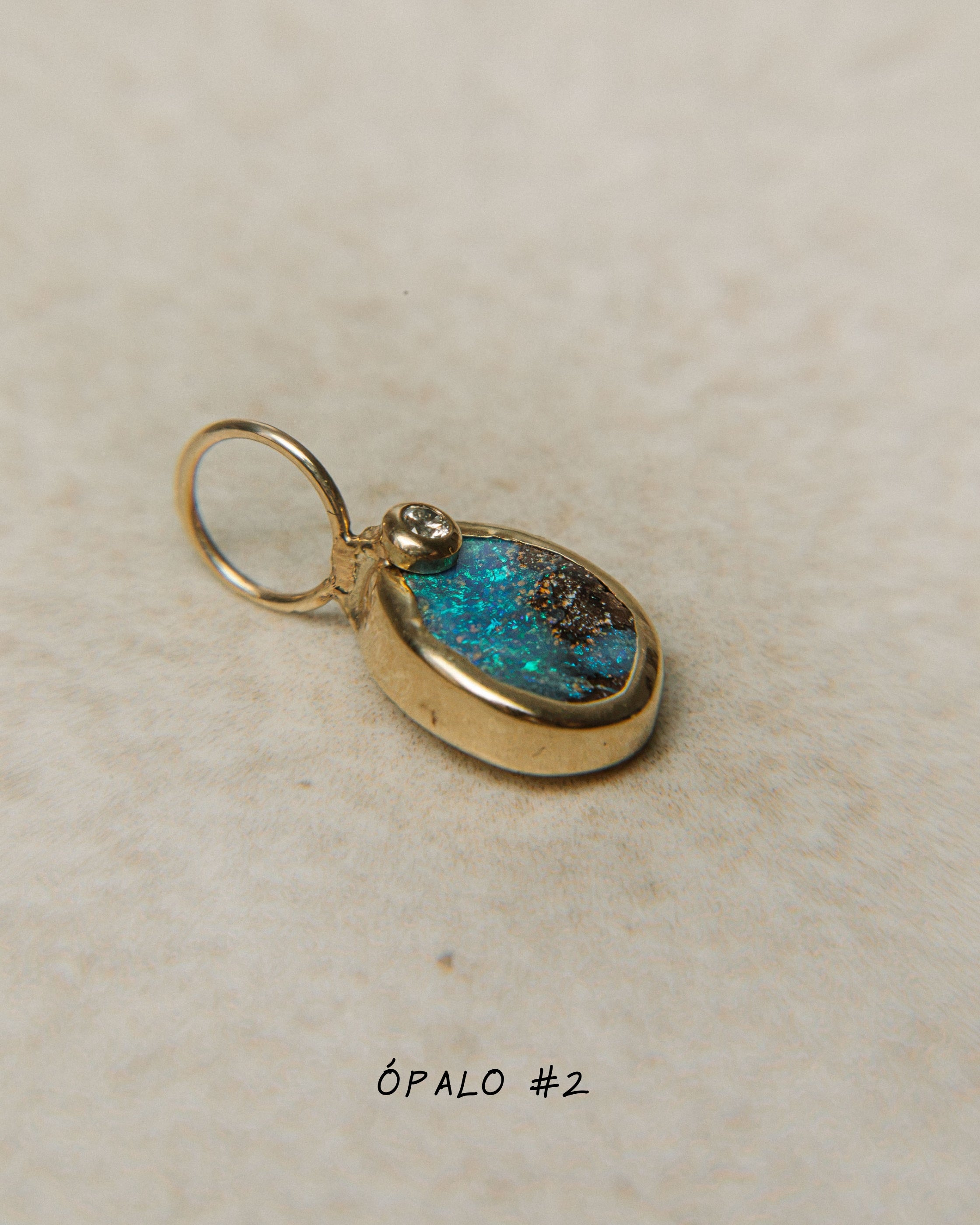 Ópalo Boulder con Diamante | Talla M | Oro 9k | SAIA