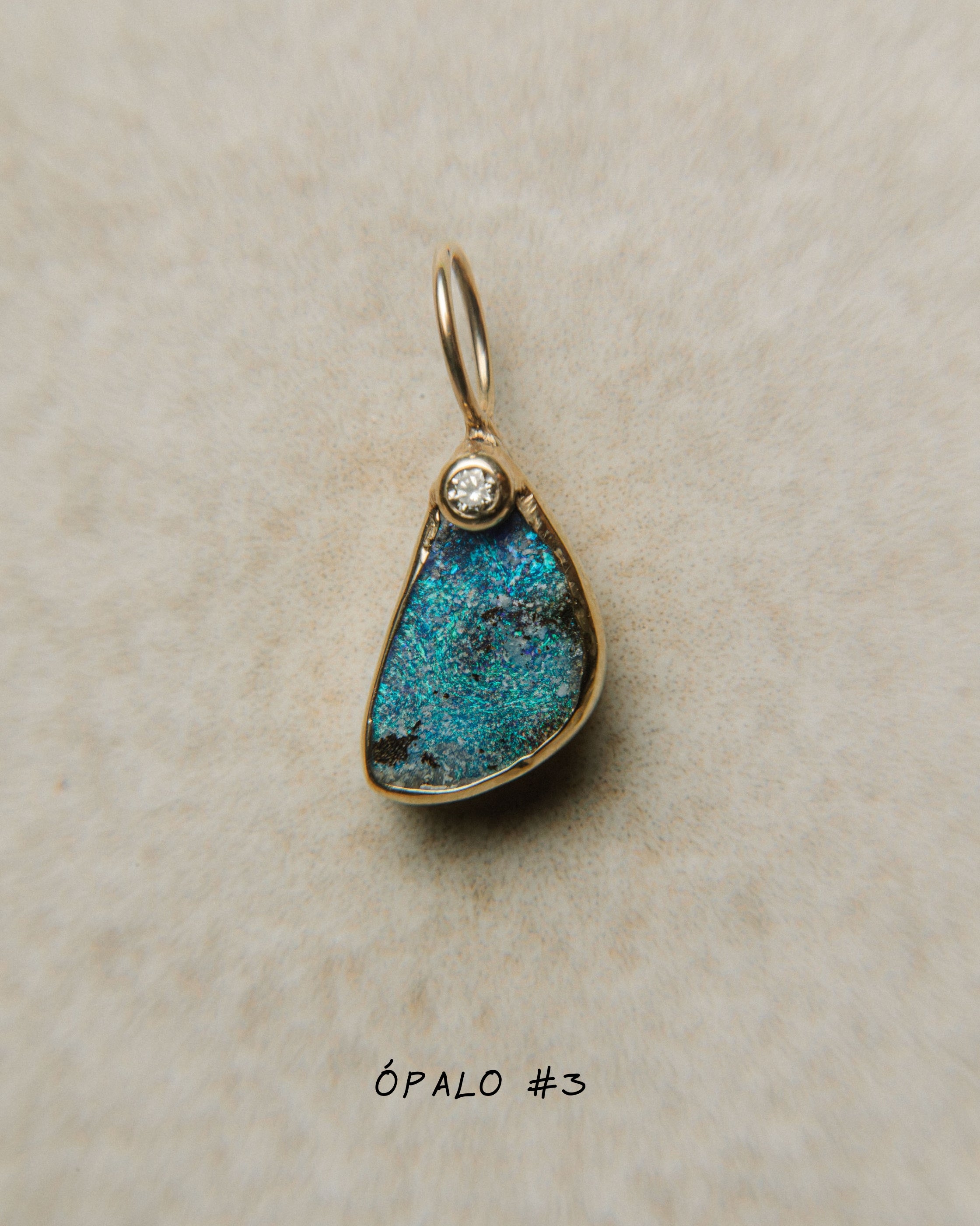 Ópalo Boulder con Diamante | Talla M | Oro 9k | SAIA