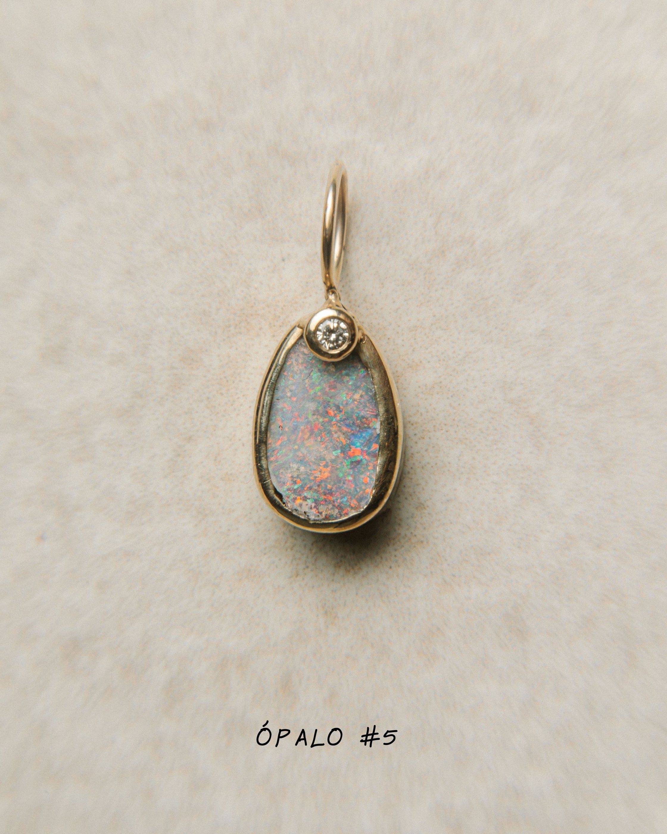 Ópalo Boulder con Diamante | Talla M | Oro 9k | SAIA