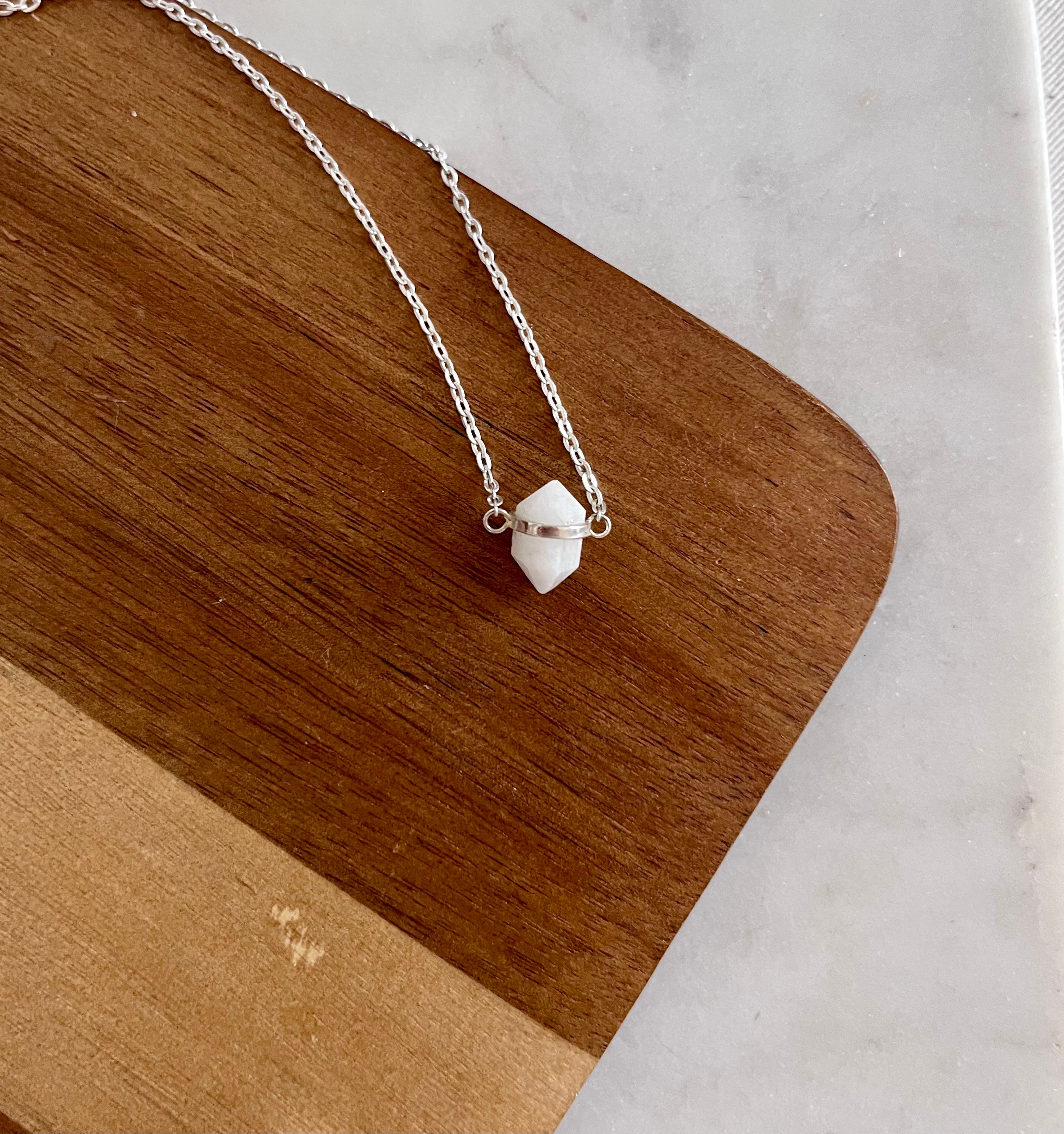 Collar Piedra Luna en Plata Reciclada