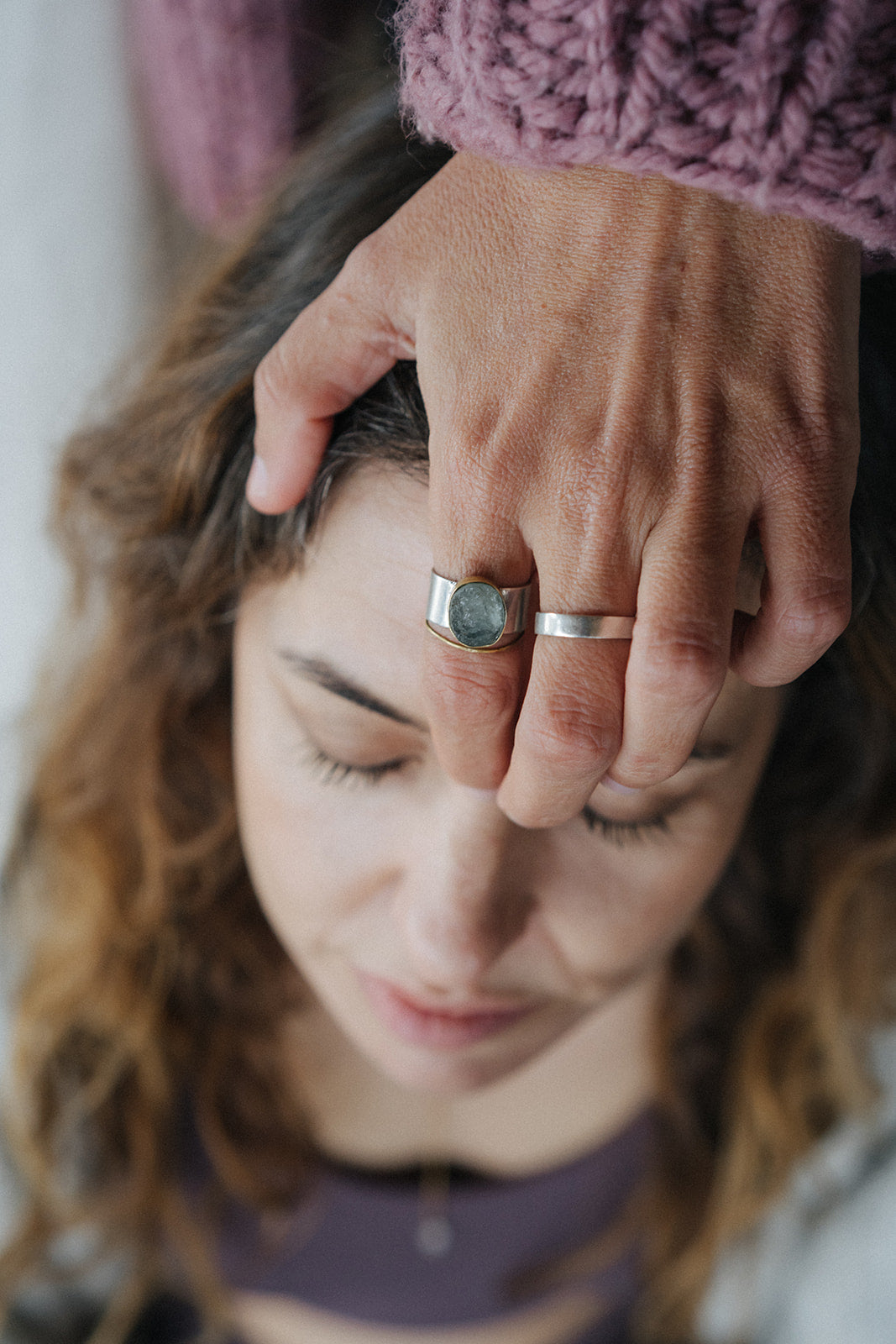 San Style with aquamarine in recycled silver and recycled 18k gold