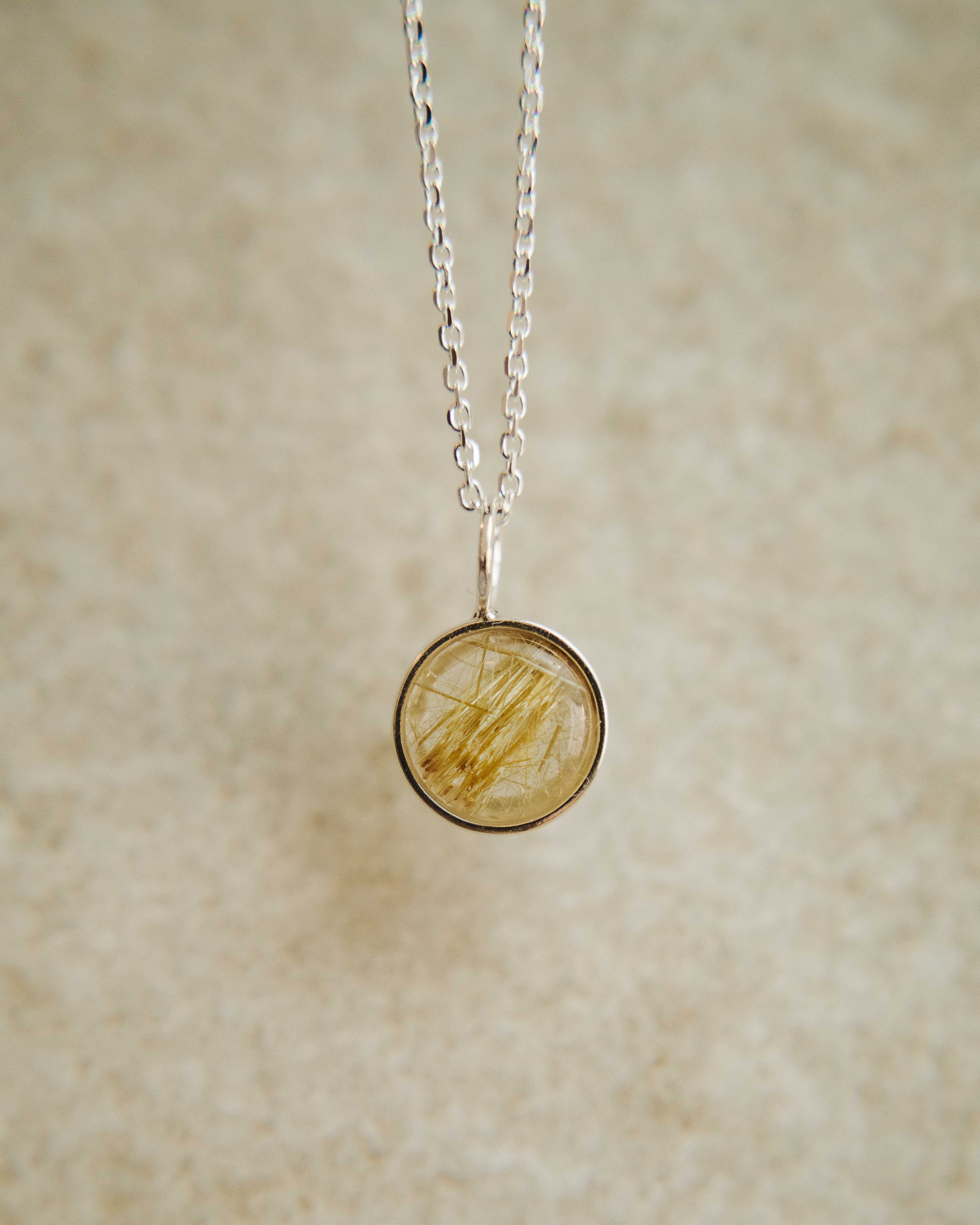 Plexo solar cuarzo rutilado en Plata Reciclada