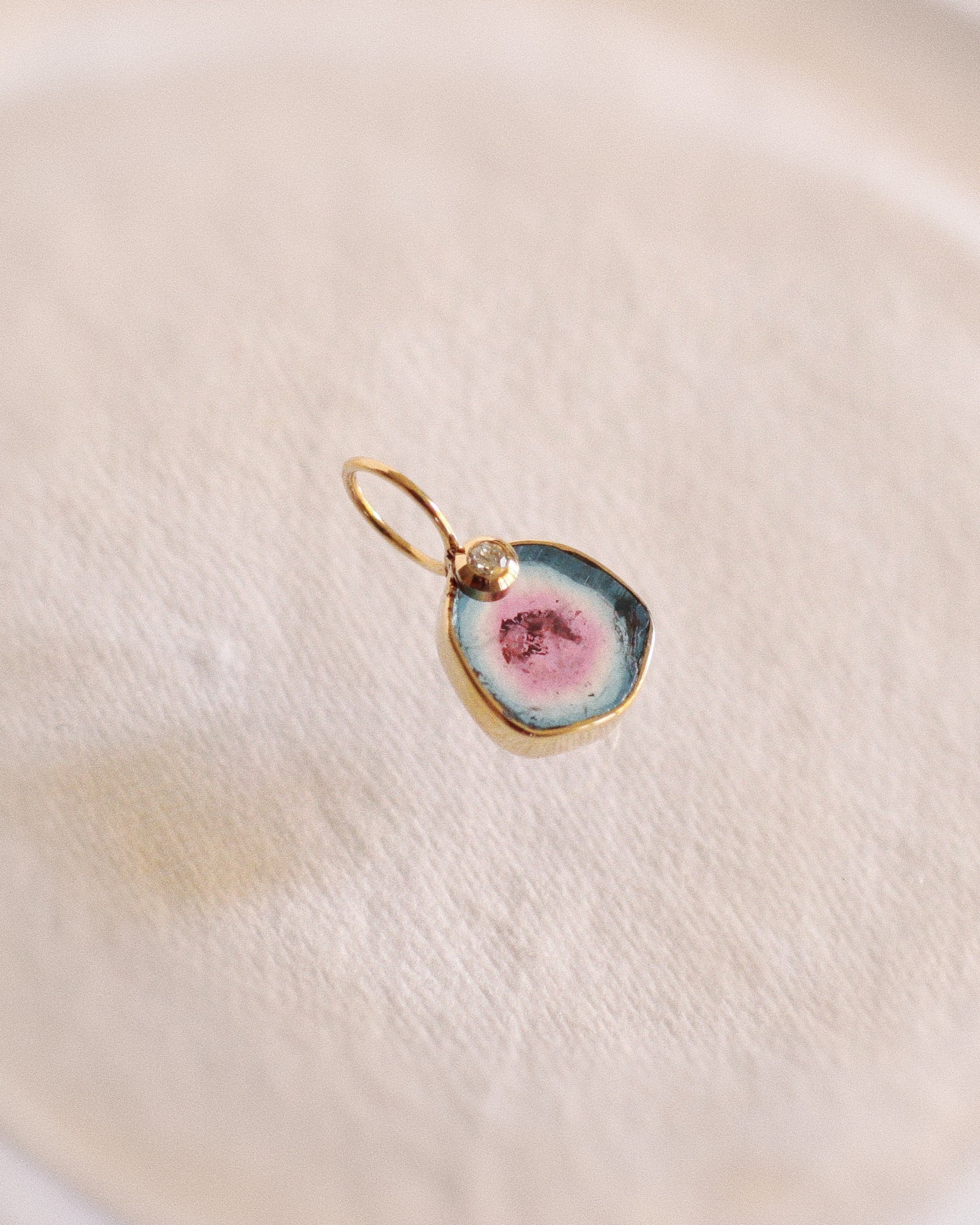 Turmalina Watermelon con Diamante / Talla S · Pieza Única