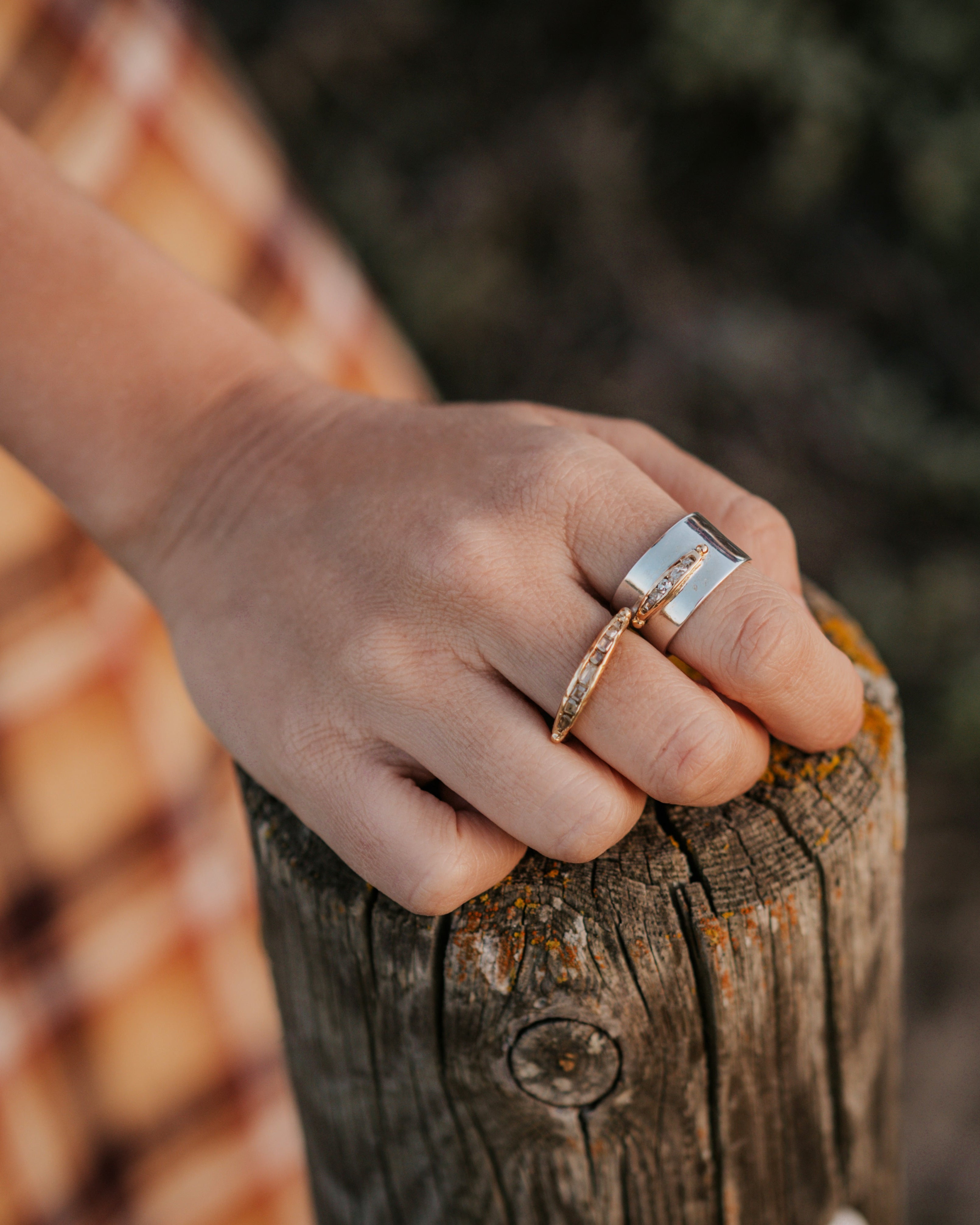 Anillo Ari en Plata y Oro 18k con Diamantes