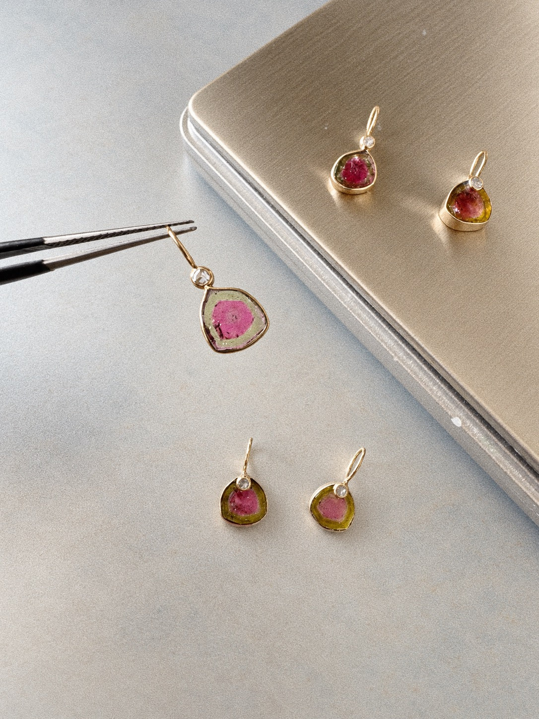 Turmalina Watermelon con Diamante / Talla S / Pieza Única