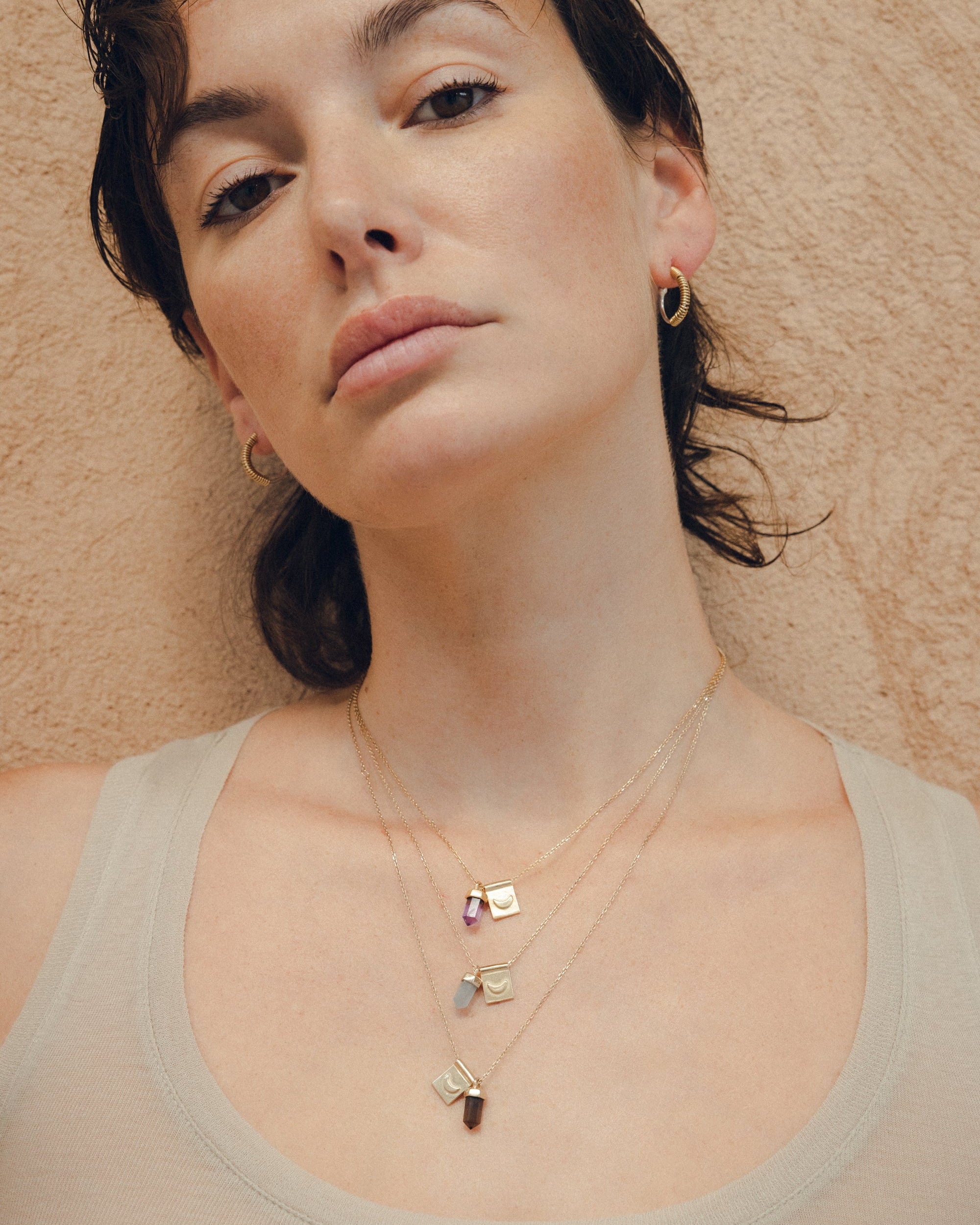 Luna nueva en Plata Bañada en Oro 18k