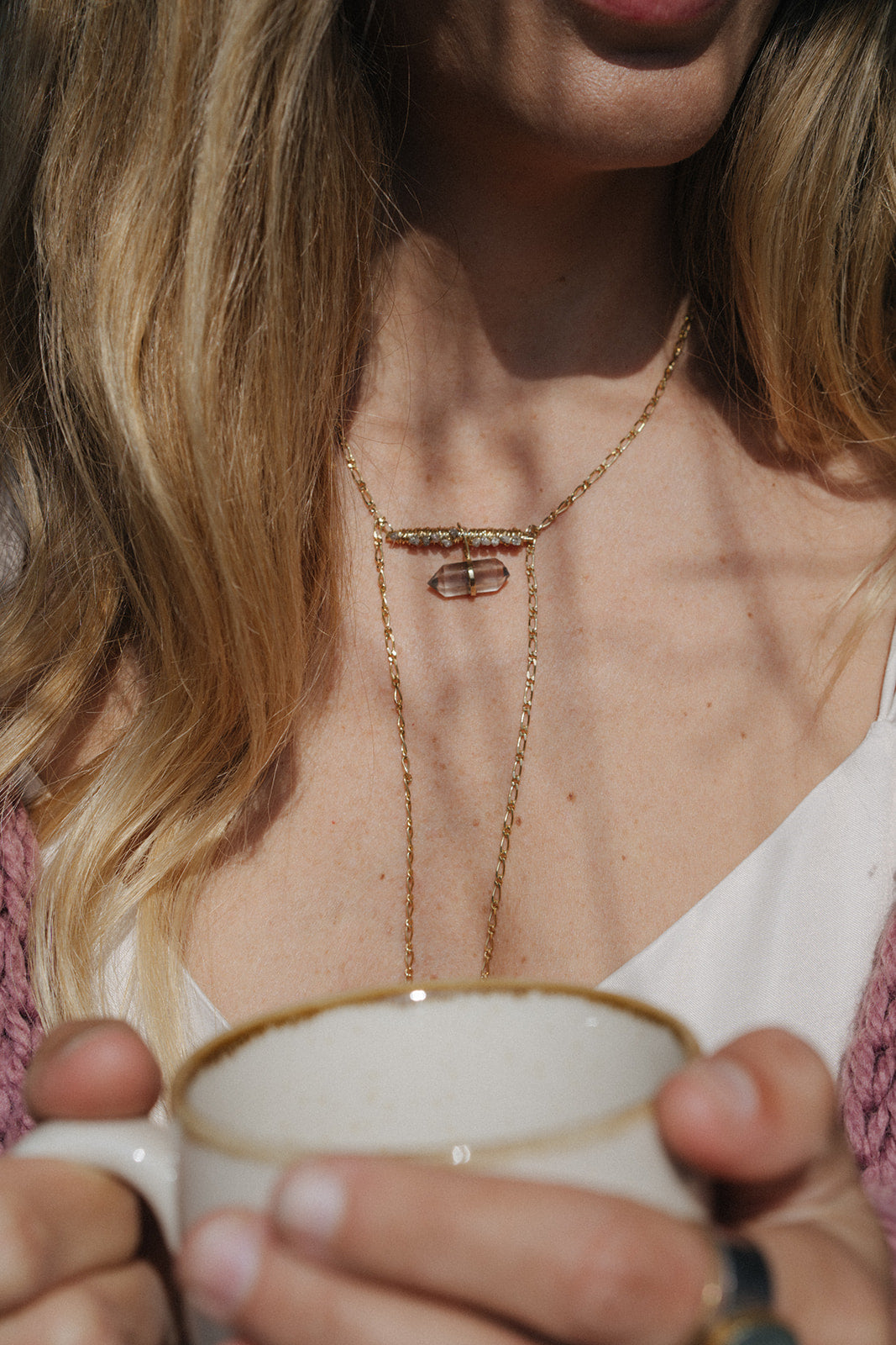 Grace diamond in 18k gold plated silver with raw diamonds